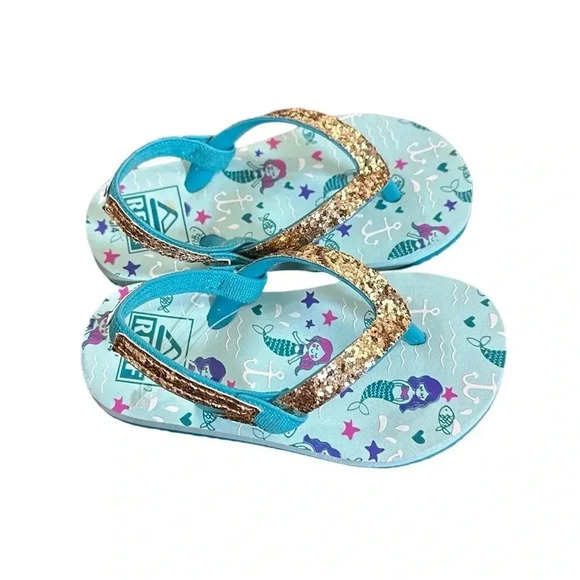 Reef Glitter Turquoise Thong Sandals Size 3/4 - Picture 1 of 5